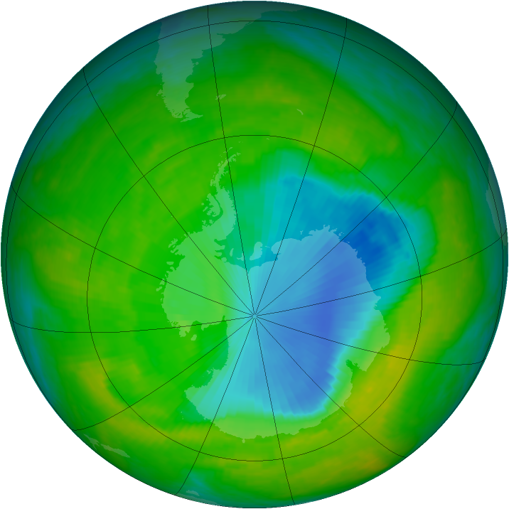 Antarctic ozone map for 25 November 2000